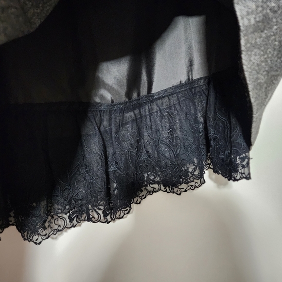 Coquette Dark Academia Wool Laced Fit Flare Midi Skirt - Picture 3 of 6